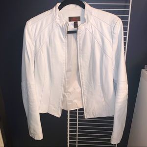 Danier White Leather Bomber Jacket